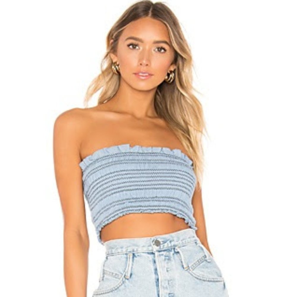 superdown Maliah Contrast Stitched Smocked Top M